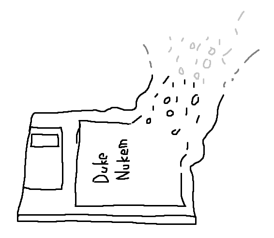 A drawing of a floppy disk with data from it fading away as a stream of 1s and 0s